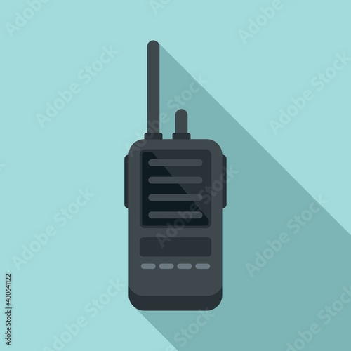 Rescue walkie talkie icon flat vector. Radio transceiver photo