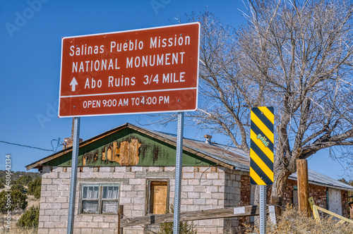 Mountainair, New Mexico, United States 1-17-21 Remote National Monument with remains of Native American buildings photo