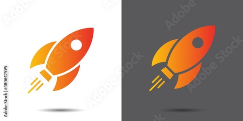 Rocket logo  launch logo  start-up logo  boost logo template in a gradient of fire flame