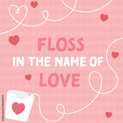 Cute Valentine's Flossing Card for Dentist Office 