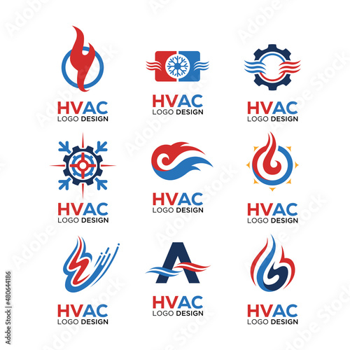 A set of HVAC logo design, refrigeration and air conditioning for your company