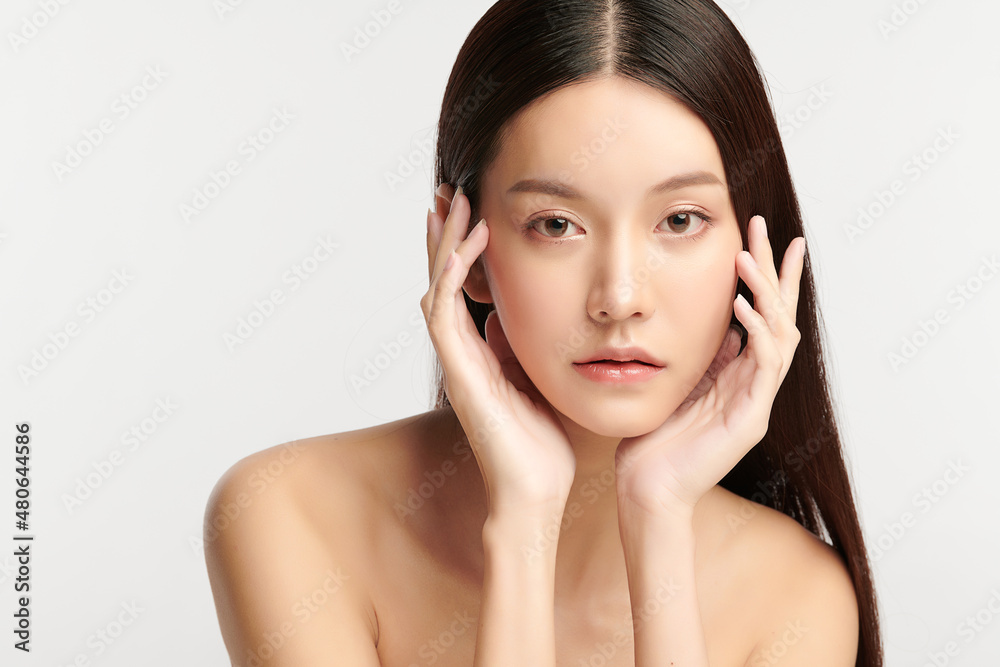 Beautiful young asian woman with clean fresh skin on white background, Face care, Facial treatment, Cosmetology, beauty and spa, Asian women portrait. Beautiful young asian woman with clean fresh skin on white background, Face care, Facial treatment, Cosmetology, beauty and spa, Asian women portrait.