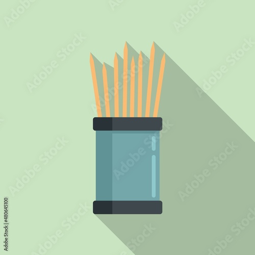 Food toothpick box icon flat vector. Tooth stick