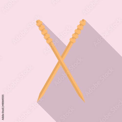 Bamboo toothpick icon flat vector. Tooth pick
