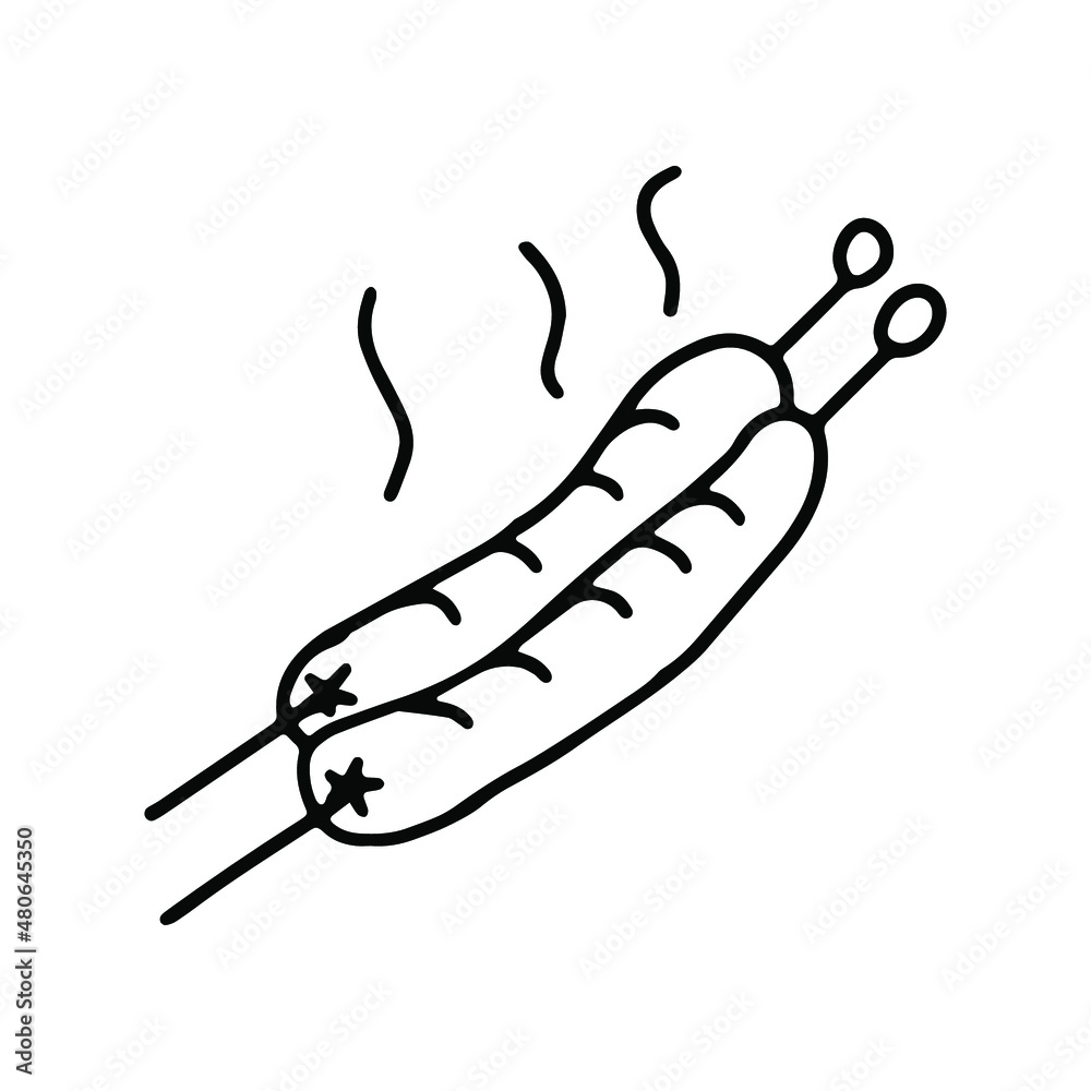 Sausages in doodle style. Isolated vector. Sausages in doodle style. Isolated vector.