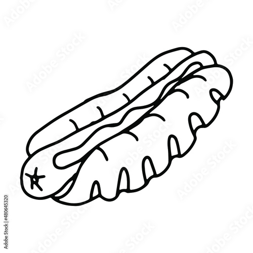 black and white hot dog sandwich clip art preview