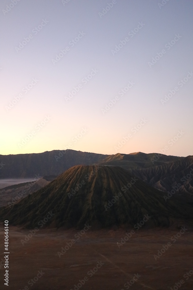 sunset in the mountains of Bromo, Indonesia.