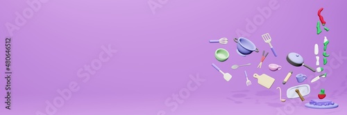 3d rendering of kitchen utensils usage in Maldives for data display