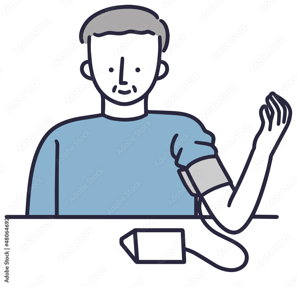 血圧を測るシニア男性 シンプルイラスト 血圧を測るシニア男性 シンプルイラスト