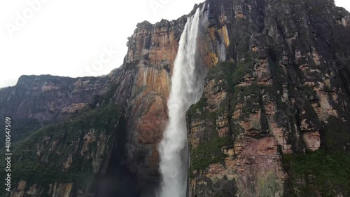 Panoramic aerial view of Angel Fall world's highest waterfall in Venezuela national park photo