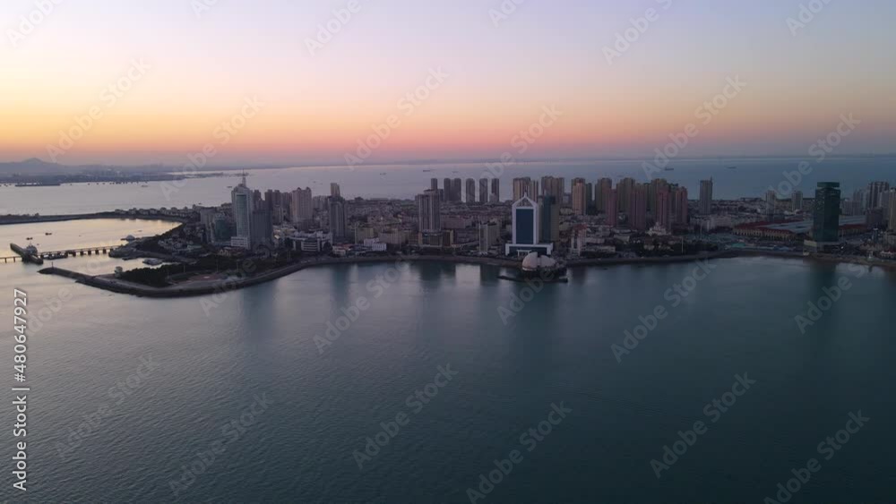 Aerial photography of Qingdao bay architectural landscape skyline Aerial photography of Qingdao bay architectural landscape skyline
