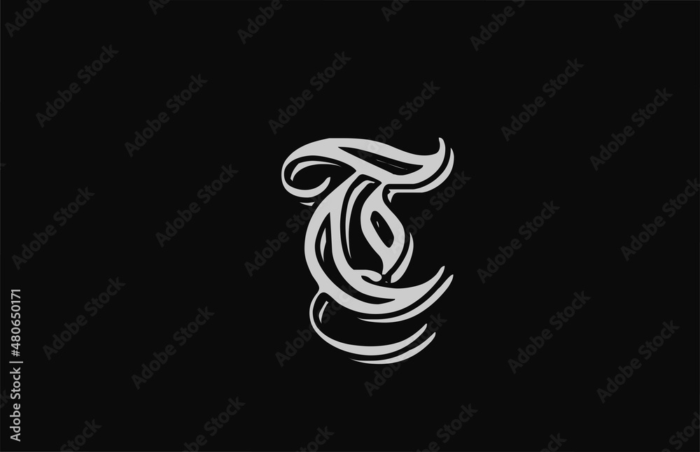 Obraz premium vintage white T alphabet letter logo design icon. Creative template for business or company with black backgound