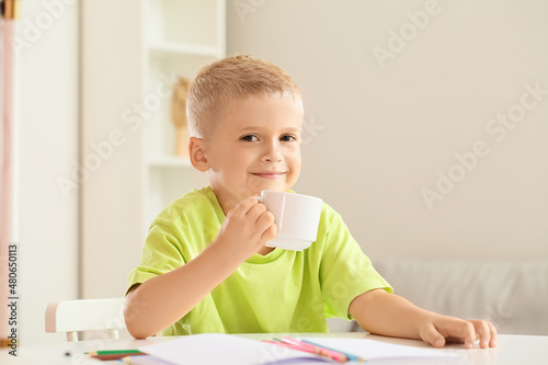 Adorable little boy with cu...