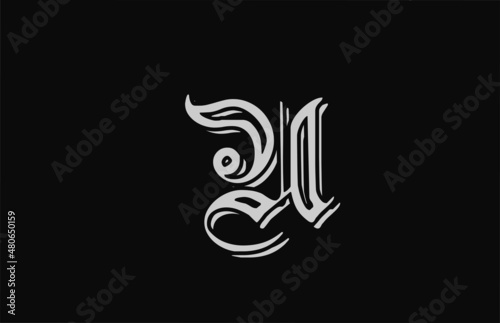 vintage white U alphabet letter logo design icon. Creative template for business or company with black backgound