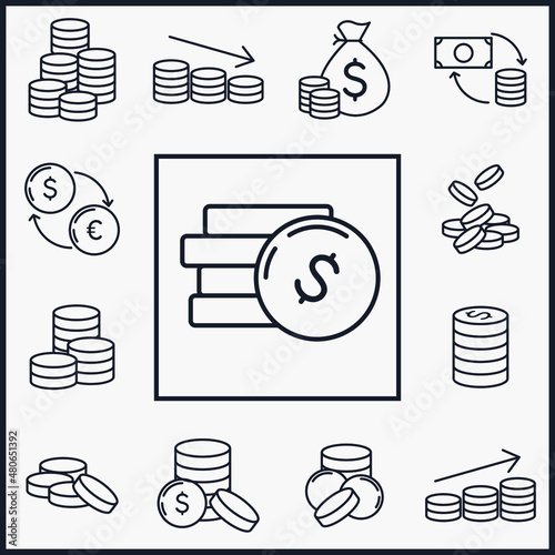 Set of Coins icon. money coin business coin pack symbol template for graphic and web design collection logo vector illustration