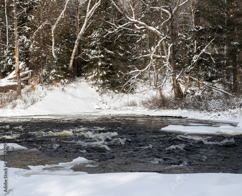 Oxtongue River in Dwight Ontario in winter © kburgess