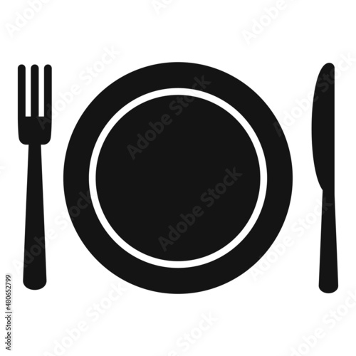 Fork plate icon simple vector. Dish lunch