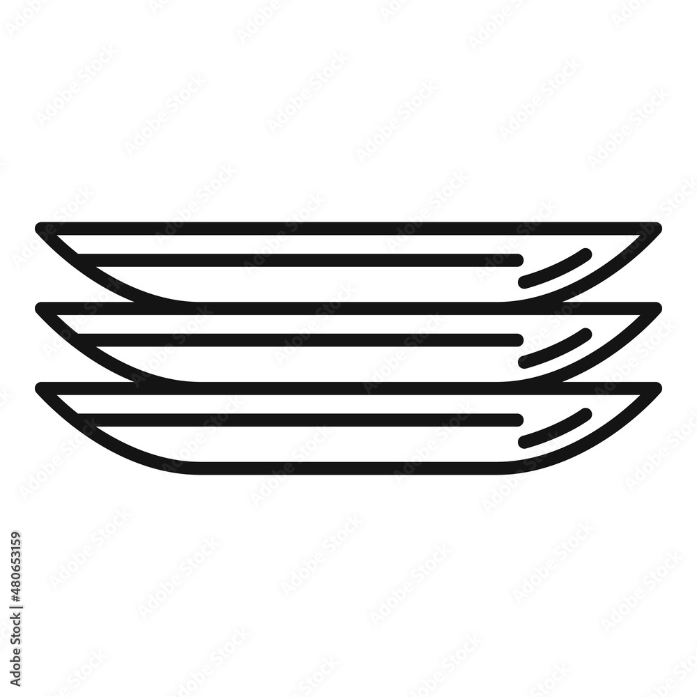 Ceramic plate icon outline vector. Dish lunch