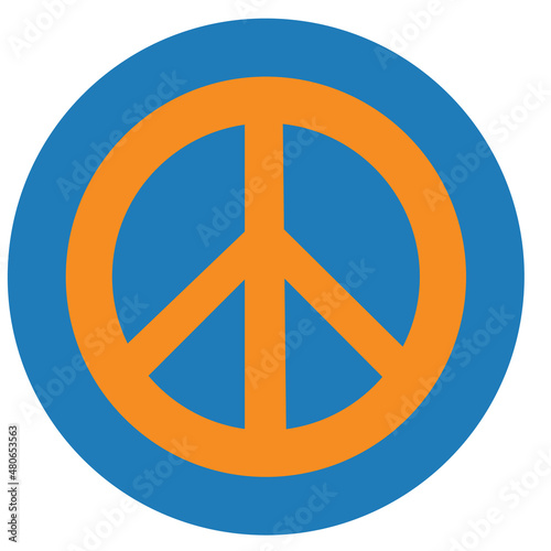 Symbol of hippie peace. Retro symbolic 70s groovy style.