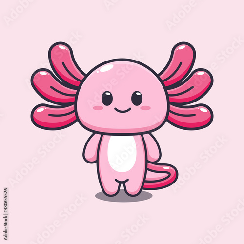 Cute axolotl mascot cartoon vector illustration