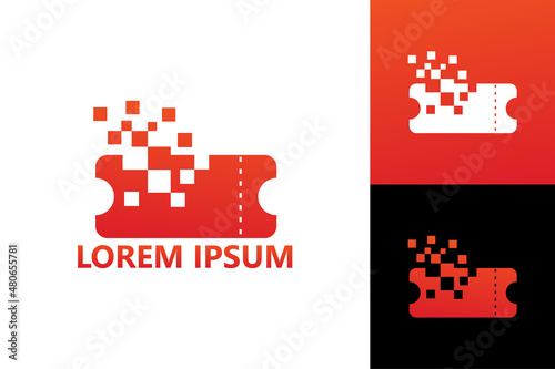 Digital ticket logo template design vector