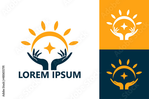 Sunshine hand care logo template design vector