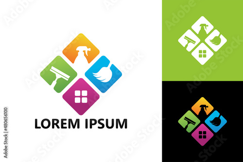 Cleaning service house logo template design vector