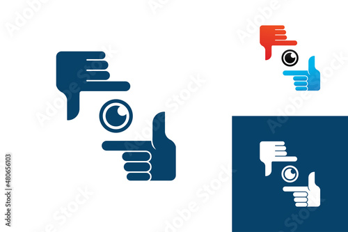 Hand sign camera logo template design vector