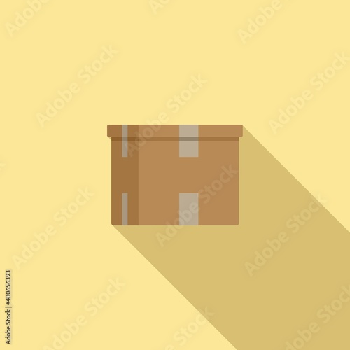 Courier box icon flat vector. Delivery package