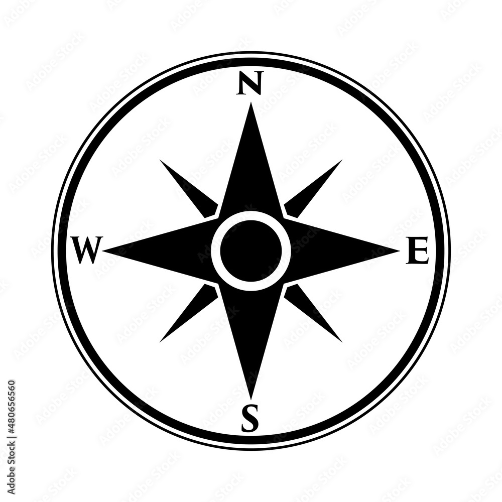 Compass Rose Icon Vector.