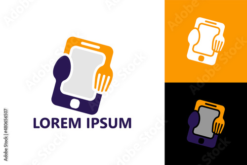 Mobile eat food logo template design vector