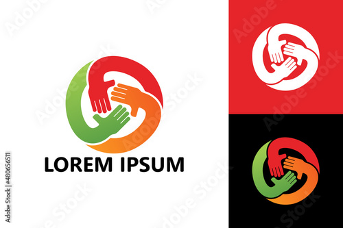 Triple hands logo template design vector