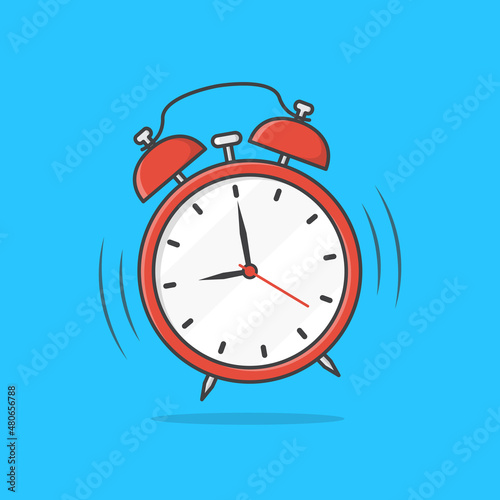 Alarm Clock Vector Icon Illustration. Wake Up Symbol. Time Icon