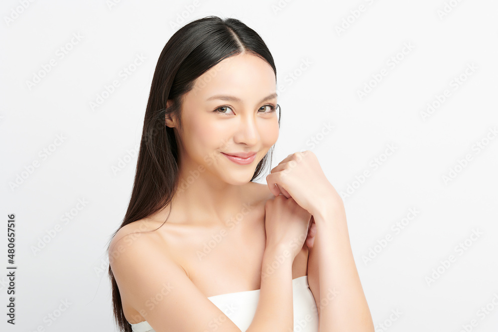 Beautiful young asian woman with clean fresh skin on white background, Face care, Facial treatment, Cosmetology, beauty and spa, Asian women portrait. Beautiful young asian woman with clean fresh skin on white background, Face care, Facial treatment, Cosmetology, beauty and spa, Asian women portrait.