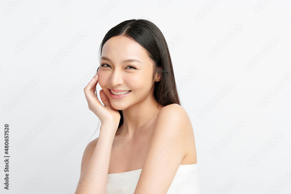 Beautiful young asian woman with clean fresh skin on white background, Face care, Facial treatment, Cosmetology, beauty and spa, Asian women portrait. Beautiful young asian woman with clean fresh skin on white background, Face care, Facial treatment, Cosmetology, beauty and spa, Asian women portrait.