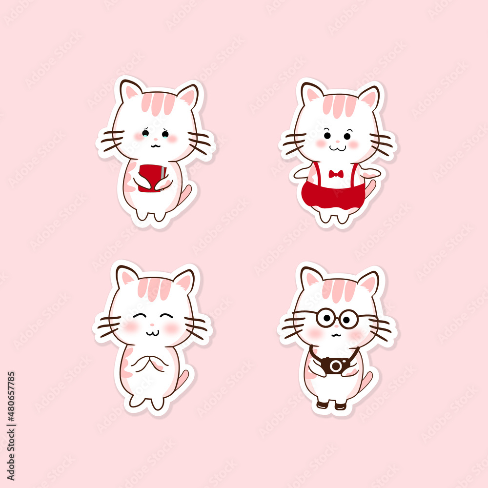 Cute Cat with different expressions 