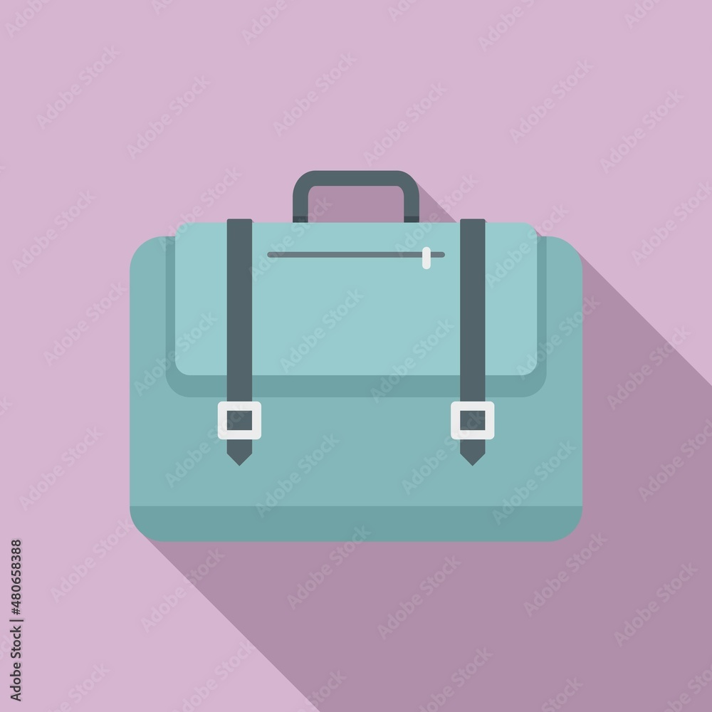 Work laptop bag icon flat vector. Business suitcase Work laptop bag icon flat vector. Business suitcase