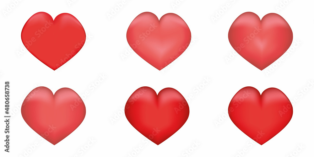 Red hearts collection. Vector illustration