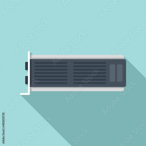 Pc video card icon flat vector. Gpu fan