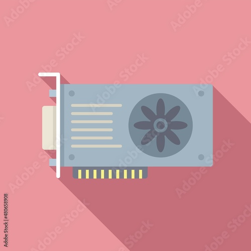 Mining video card icon flat vector. Computer gpu