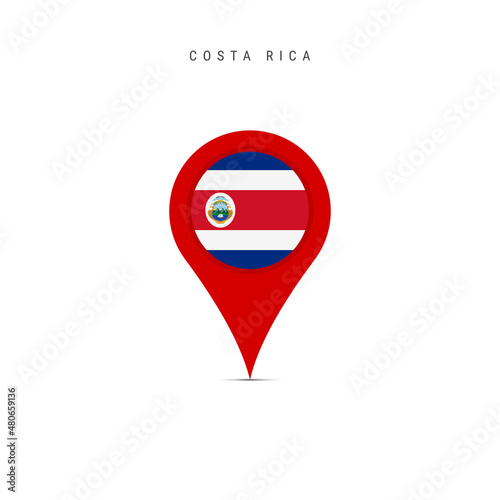 Fotografi Teardrop map marker with flag of Costa Rica