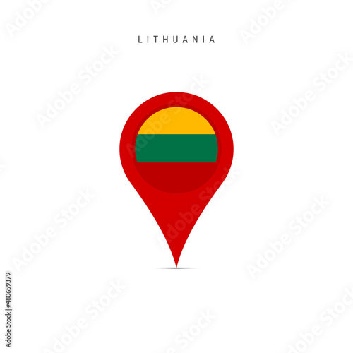 Free Download Teardrop map marker with flag of Lithuania. Lithuanian flag inserted in the location map pin. Flat vector illustration isolated on white background. - GFXLoad