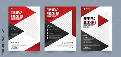 business company flyer brochure or cover poster design set a4 layout with editable photo background red color flyer template for annual report introduction