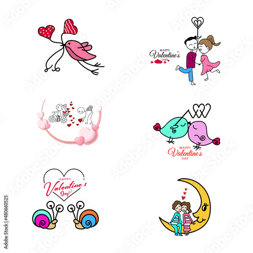 valentine cute character vector greeting
