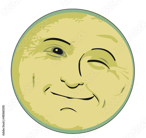 cartoon man in the moon winking