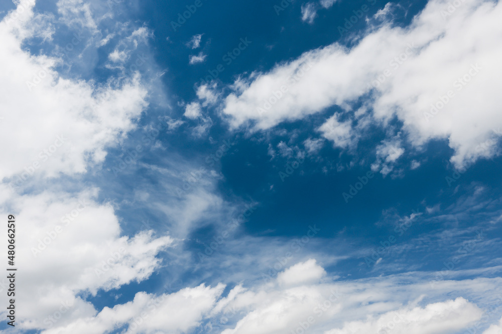 Fototapeta premium Scene of white soft in bright blue color on sunny day good climate