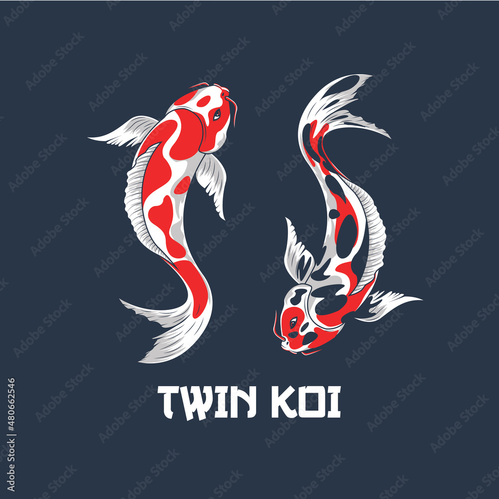 Twin Koi Fish Mascot Logo Template Twin Koi Fish Mascot Logo Template