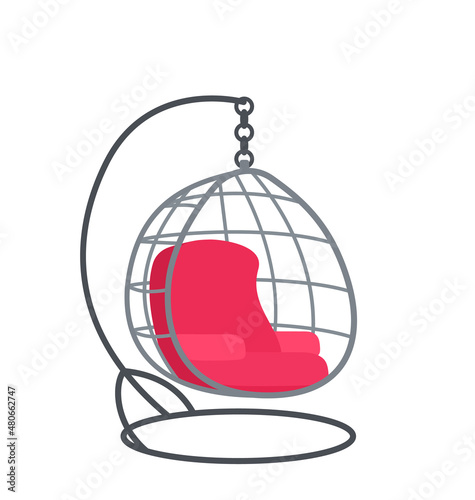 hanging swing wicker chair modern furniture vector illustration