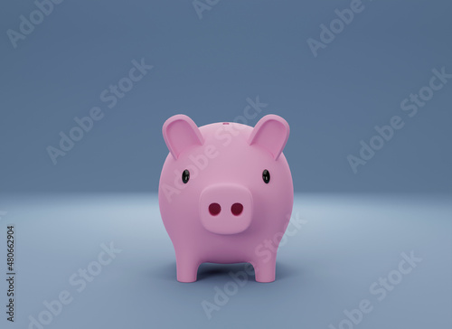 3D Rendering of Pig piggy bank, concept about saving money for the future.