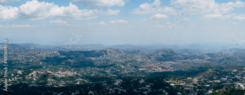 View to the town of Cetinje in the valley. Montenegro